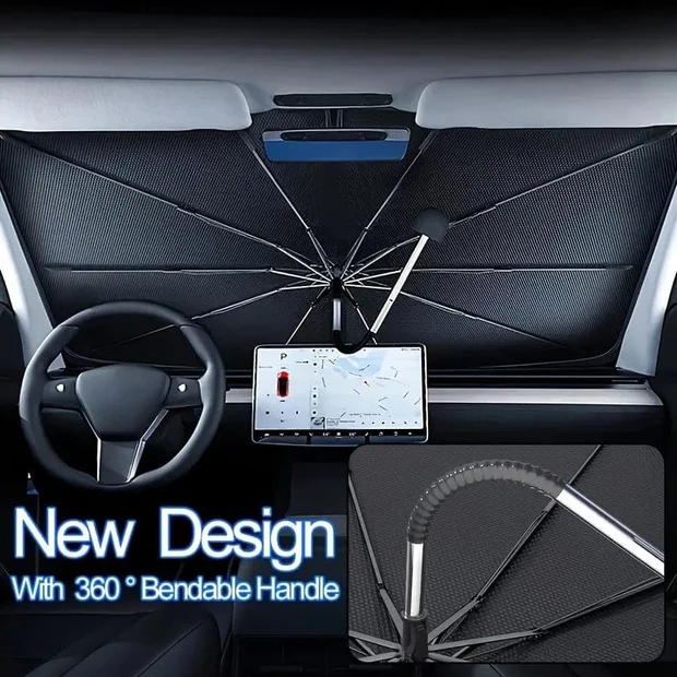 Universal Foldable Car Windshield Sunshade Umbrella – UV & Heat Protection for All Cars ☀️🚗
