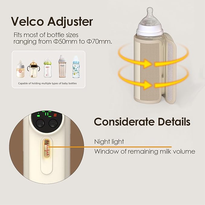 Portable Baby Bottle Warmer Temperature Display Portable Bottle Warmer Pouch Case