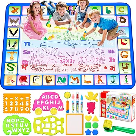 CGBOOM large water doodle mat with pen, stamps, accessories
