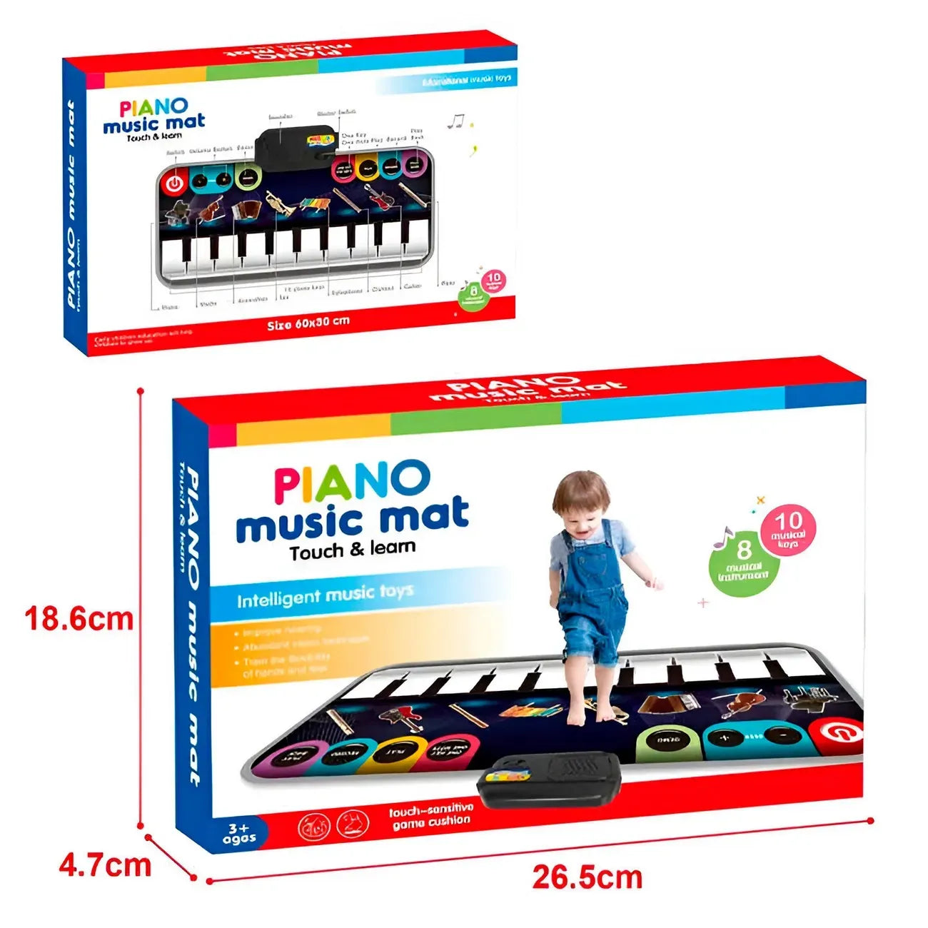 Paino Music Mat with Music Sounds with 10 Keys, Musical Toys