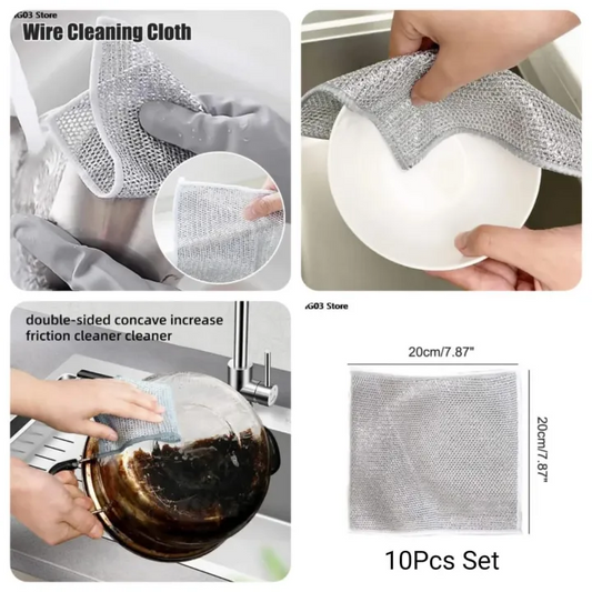 Steel wire cloth, double-sided mesh, strong, durable, easy-clean dishwashing cloth