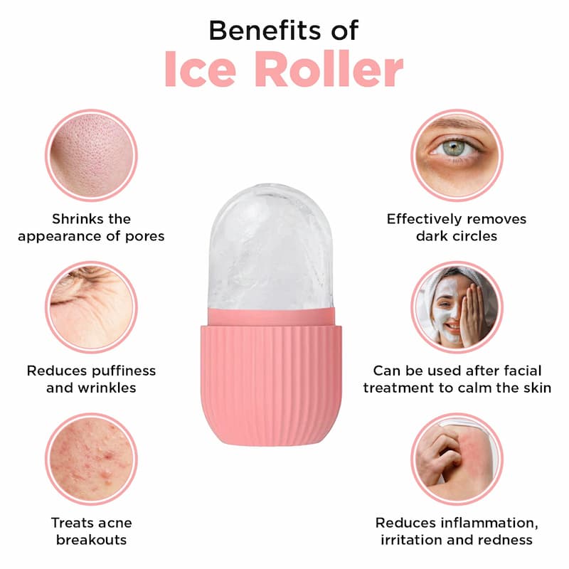 Ice Face Roller Silicone Facial Cube for Eyes Neck Massage Remove Dark