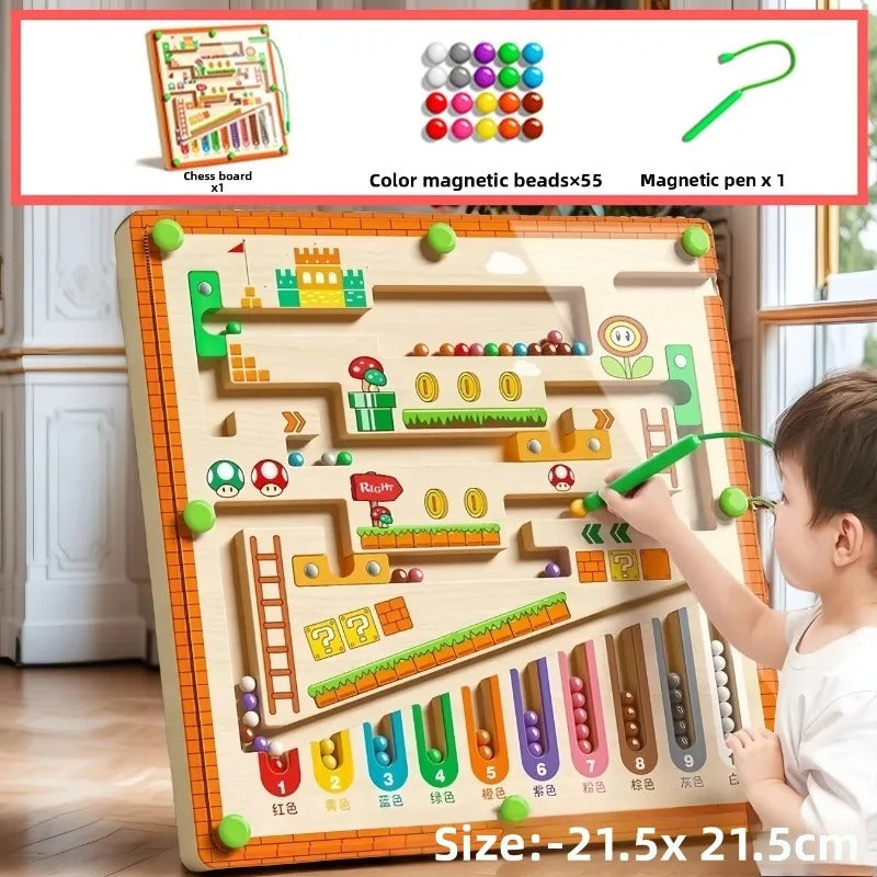 Children's Magnetic Maze Beads Focus Training, Writing and Logical Thinking Early Education Educational Toys for 3-Year-Olds, Suitable for Boys and Girls Toy Gifts